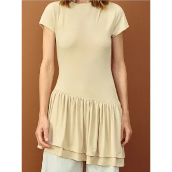 Dámské šaty Sinsay - Šaty s asymetrickou dolní částí - béžová - 965EY-08X - 965EY-08X-M