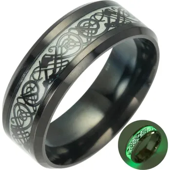 Obraz Černý prsten pečetní Keltský Drak Svítící ve Tmě Wolfram