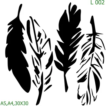 Plastová šablona pro malování - Andělé, křídla, peří - Peří dvojího typu (L002) - 30 x 30 cm , Nelepící folie