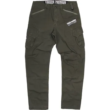 Pánské džíny Kalhoty Yakuza Premium Cargo Label - tmavě olivové, S