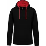 Mikina unisex Kariban s kontrastní kapucí - černá-červená, XS