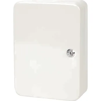 Skříňka na klíč Skříňka na klíče uzamykatelná Kovová 12 háčků polička kapsa KRÉMOVÁ 25x18x7.5