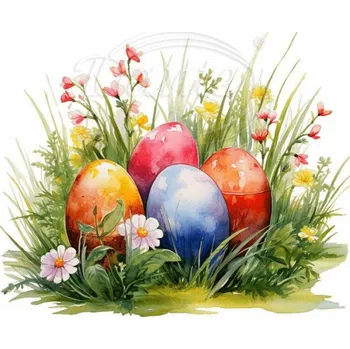 Textilní nažehlovací páska Dante Nažehlovačka Kraslice a luční kvítí - 12 x 10 cm