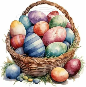 Textilní nažehlovací páska Dante Nažehlovačka Košík s kraslicemi 6 - 6 x 6 cm