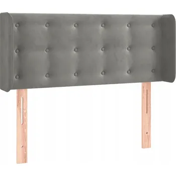 Čelo postele s ušima, světle šedé, 83x16x78/88 cm, samet