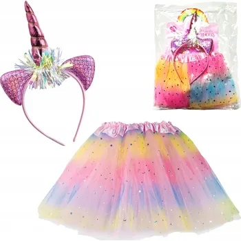 Karnevalový kostým KOSTÝM PRO DÍTĚ PŘEVLEK KOSTÝM NA KARNEVAL SUKNĚ ČELENKA JEDNOROŽEC