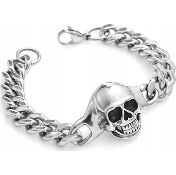 Náramek Pánský náramek stříbrný Pancéřový ocel chirurgická Lebka