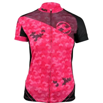 cyklistický dres Dres dámský s krátkým rukávem Haven Singletrail Neo - růžový-černý, 3XL