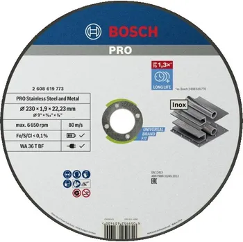 Řezný kotouč Bosch 230x1,9mm řezný kotouč pro Stainless Steel and Metal rovný 2608619773