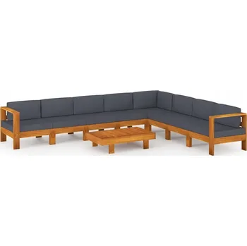 Zahradní nábytek z masivního dřeva VidaXL, šedá barva, 9 dílů