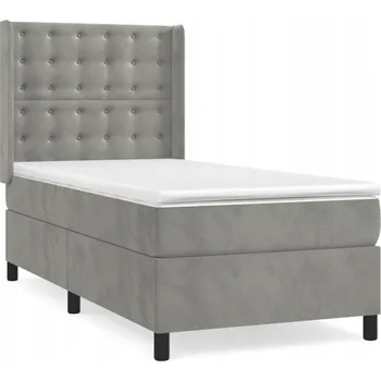 Postel VidaXL Kontinentální postel s matrací, světle šedá, samet, 80x200 cm