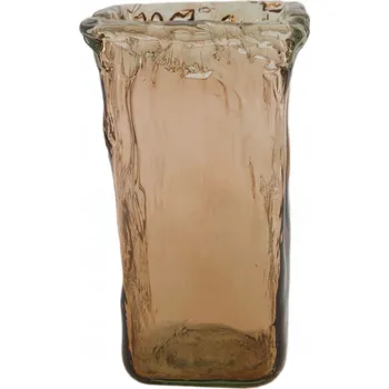 Váza Skleněná váza z recyklovaného skla hnědá 13x22 cm