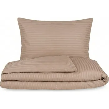 Povlečení Kvalitex Ložní saténové povlečení s proužkem BÉŽOVÉ 1+1, 140x220, 70x90cm