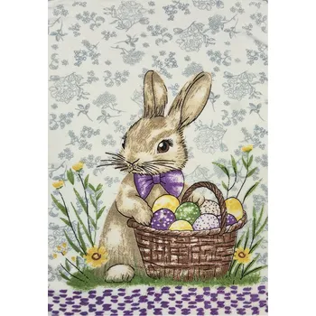 Utěrka Velikonoční utěrka 40x60cm mikrovlákno - Zajíček fialová mašle