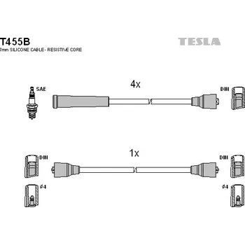 Zapalovací kabel Sada kabelů pro zapalování, T455B