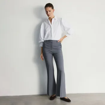 Dámské kalhoty Reserved - Zvonové kalhoty s puky - tmavě šedá - 176IS-90M - 176IS-90M-XL