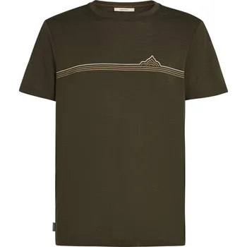 Pánská móda Pánské merino triko s krátkým rukávem ICEBREAKER Mens Mer 150 Tech Lite SS Tee Range Stripes, Dark Loden velikost: XL