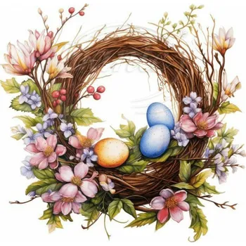 Textilní nažehlovací páska Dante Nažehlovačka Velikonoční věneček 1 - 6 x 6 cm