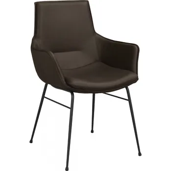 Jídelní židle Kožená židle s područkami Lowell | Hnědé