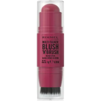 Rimmel Multi-Tasker Blush'N'brush tvářenka v tyčince se štětcem odstín 200 Fushia Glam 8 g