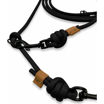 PafDog Adventure Přepínací nastavitelné vodítko extra pevné 8 mm, 2 m, černé