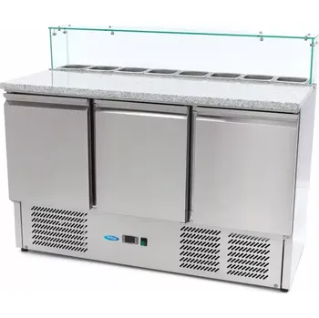 Kuchyňský gril Maxima Lednice na pizzu 3 dveře - 137 cm - 400 l - včetně skleněného krytu | 09400208