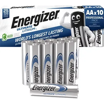 Článková baterie Baterie AA / FR6 ENERGIZER Ultimate Lithium AA 10 ks (1 balení) – velkoobchodní karton 120 ks (12×10 ks, papírové krabičky) (Datum expirace: 12/2050 )