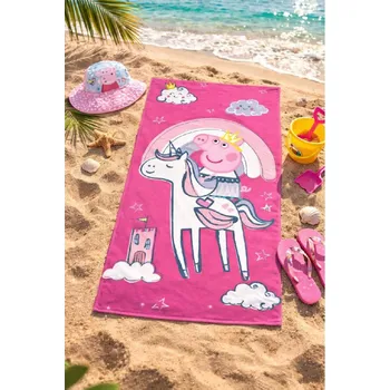 Carbotex Dětská bavlněná osuška PEPPA PIG jednorožec růžová 70x140cm