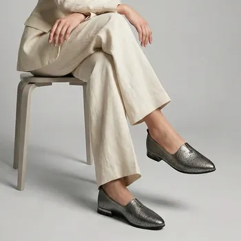 Dámské sandále Dámské metalické baleríny Letizia na nízkém podpatku Velikost: 39