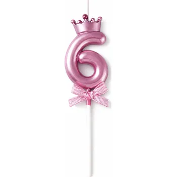 Dortová svíčka Dortová svíčka s "korunkou" ružovo-zlatá č.6