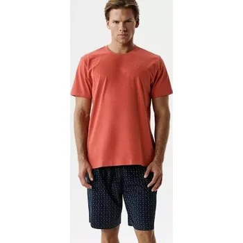Pánské pyžamo Atlantic NMP-400 - bavlna Červeno-tmavěmodrá M