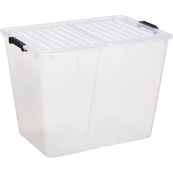 Úložný box Siguro Fold Box se skládacím víkem 65 l, 56,7 x 39,6 x 41,7 cm, transparentní