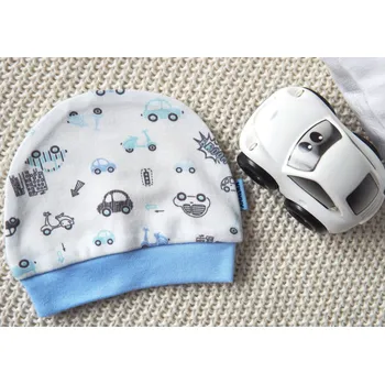 Kojenecká čepice AMÁLKA Bavlněná čepička, autíčka Velikost: 74-80