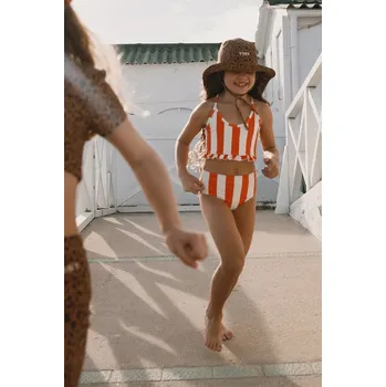 Dívčí plavky Dvoudílné dětské plavky Tinycottons RED STRIPES SWIM SET SS26.439 oranžová 22X, vel. 116