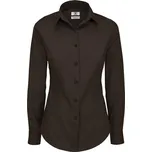 Košile dámská B&C Elastane s dlouhým rukávem - hnědá, XL