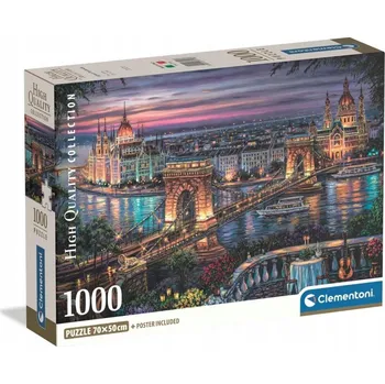 Puzzle Puzzle 1000 světel Dunaje s plakátem Clementoni 37113