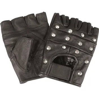 Rukavice Rukavice Biker bez prstů s nýty - černé, XS
