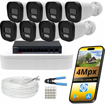 IP kamera MONITOROVACÍ SADA 8x VENKOVNÍ IP KAMERA POE 4Mpx DUAL LIGHT DAHUA