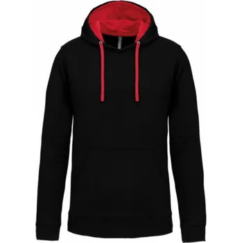 Chlapecké tričko Mikina unisex Kariban s kontrastní kapucí - černá-červená, XL