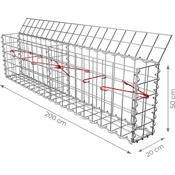 gabiony TOPSTONE Gabionový koš bez víka 200 x 20 x 50 cm - oko sítě 10x5 cm