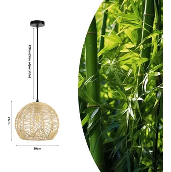 Svítidlo Immax BOHO PELO designové závěsné svítidlo, D30cm. E27, přírodní ratan