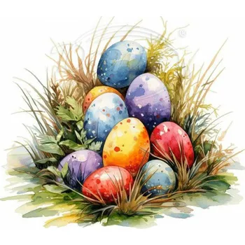 Textilní nažehlovací páska Dante Nažehlovačka Kraslice v trávě 6 - 6 x 5 cm