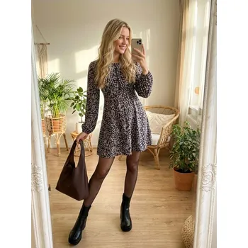 Dámské šaty Sinsay - Rozšířené mini šaty s květinovým vzorem - černá - 926EY-99X - 926EY-99X-XS