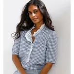 Blancheporte Kostkovaná mušelínová halenka modrošedá