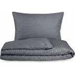Kvalitex Ložní saténové povlečení s proužkem TMAVĚ ŠEDÉ 1+2, 240x200, 70x90cm 242290232