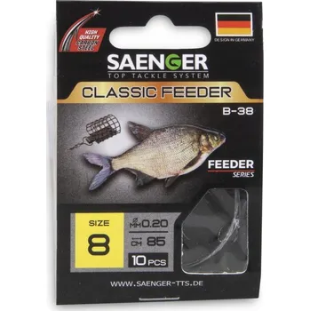 Rybářský háček Háčky na krmení, háčky na plovoucí háčky, s návazcem, s protihrotem Saenger Classic Feeder 12 10 ks