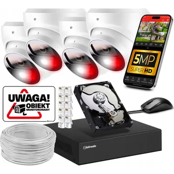 IP kamera Sada pro POE monitoring 5MPx se 4 kamerami | Audio | Dual Light Detekce osob