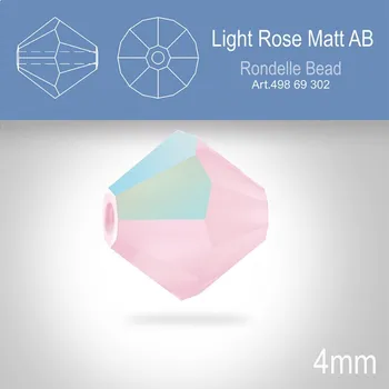 PRECIOSA Bicone MC BEAD (sluníčko) velikost 4mm. Barva LIGHT ROSE Aurore Boreale Matt. Balení 30ks .