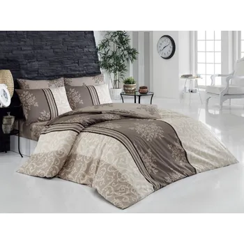 Povlečení Wooline Bavlněné povlečení na peřinu s polštářem, motiv Ida hnědá