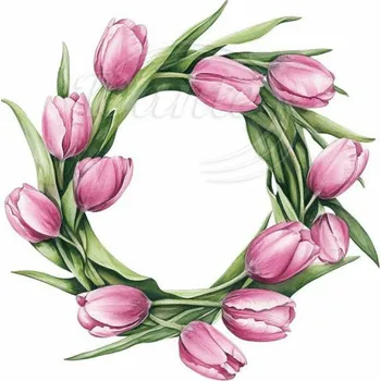 Textilní nažehlovací páska Dante Nažehlovačka Věnec tulipánů - 6 x 6 cm